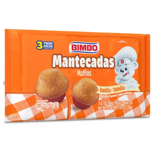 Bimbo Mantecadas Vanilla Muffins, 3 count, Muffins, 11.10 oz Bag