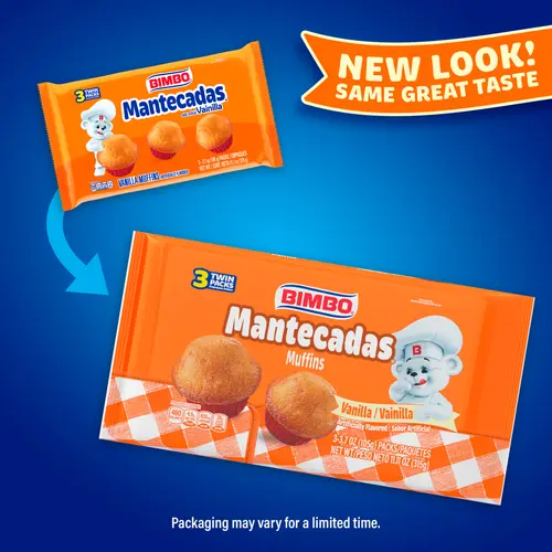 Bimbo Mantecadas Vanilla Muffins, 3 count, Muffins, 11.10 oz Bag thumbnail 2