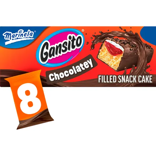 Marinela Gansito Chocolatey Filled Snack Cake, 8 packs, Strawberry, Chocolate and CrÃ¨me Snack Cakes, 14.08 oz Multipack