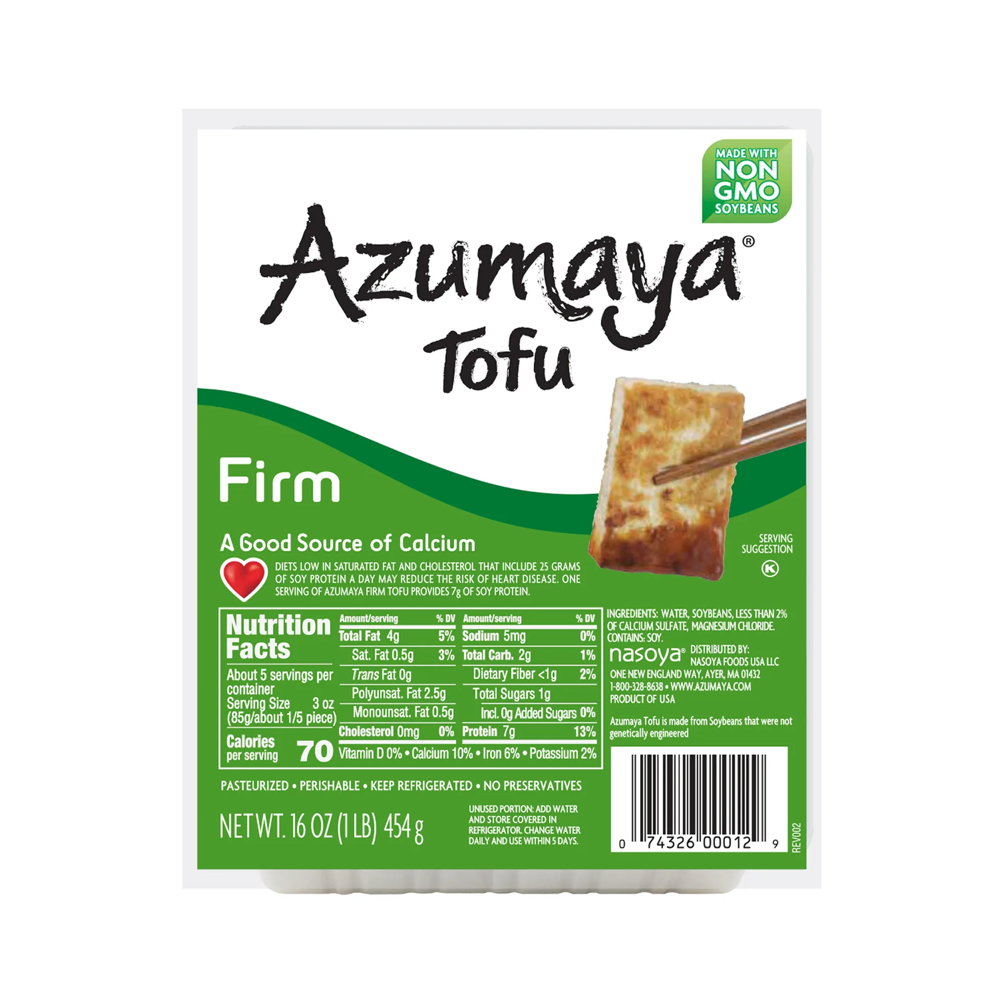 Azumay Firm Natural Tofu 16oz, Refrigerated