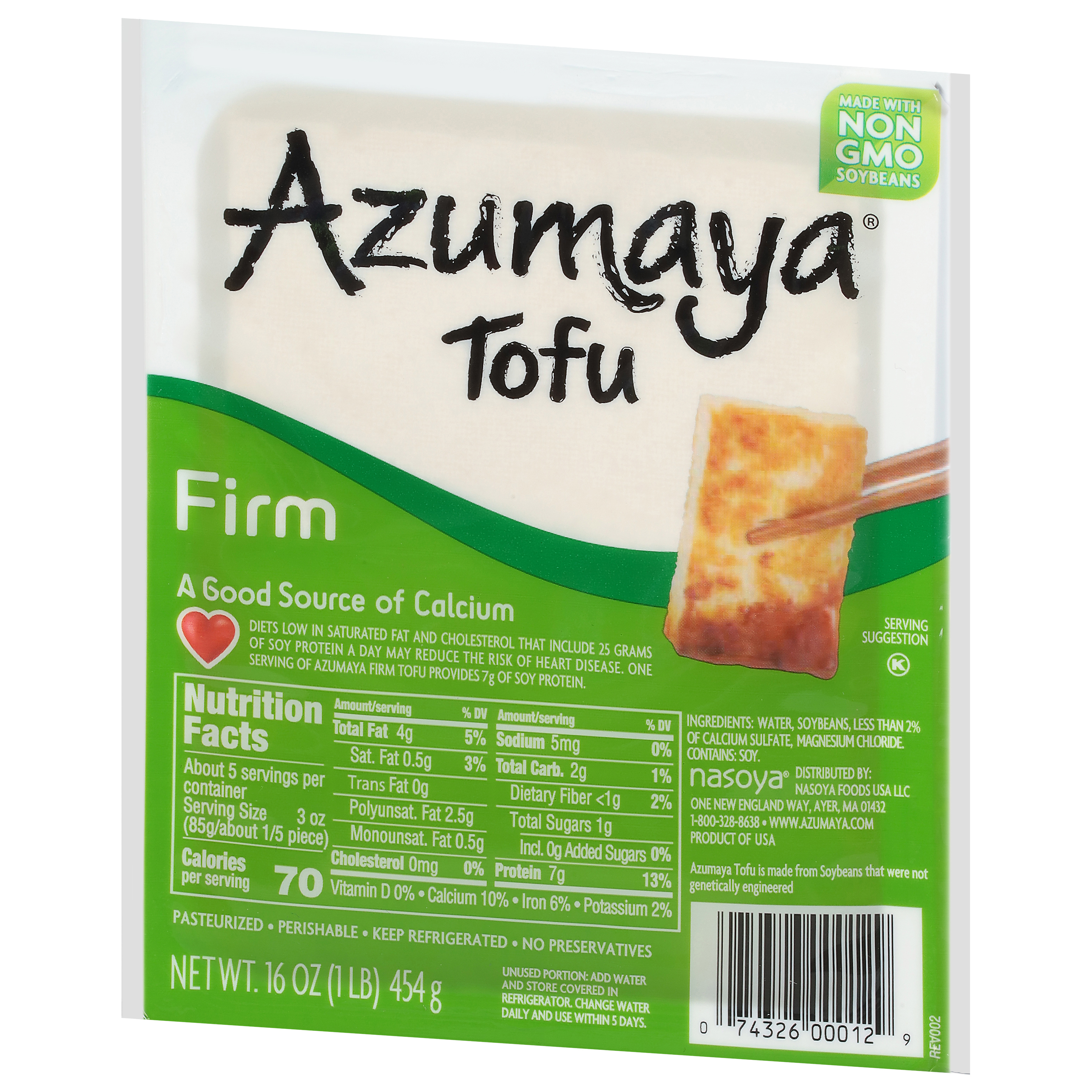 Azumay Firm Natural Tofu 16oz, Refrigerated thumbnail 2