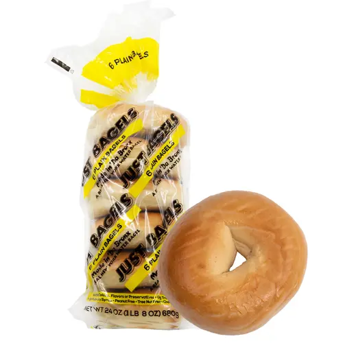 Just Bagels - Plain Bagels - 12 Count (2 six packs), 24oz Bag - Non-GMO - All Natural - NY Bagels