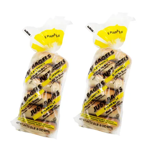 Just Bagels - Plain Bagels - 12 Count (2 six packs), 24oz Bag - Non-GMO - All Natural - NY Bagels thumbnail 3