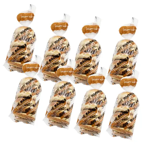 Just Bagels -  Sesame Bagels - 48 Count (8 six packs), 24oz Bag - Non-GMO - All Natural - NY Bagels thumbnail 3