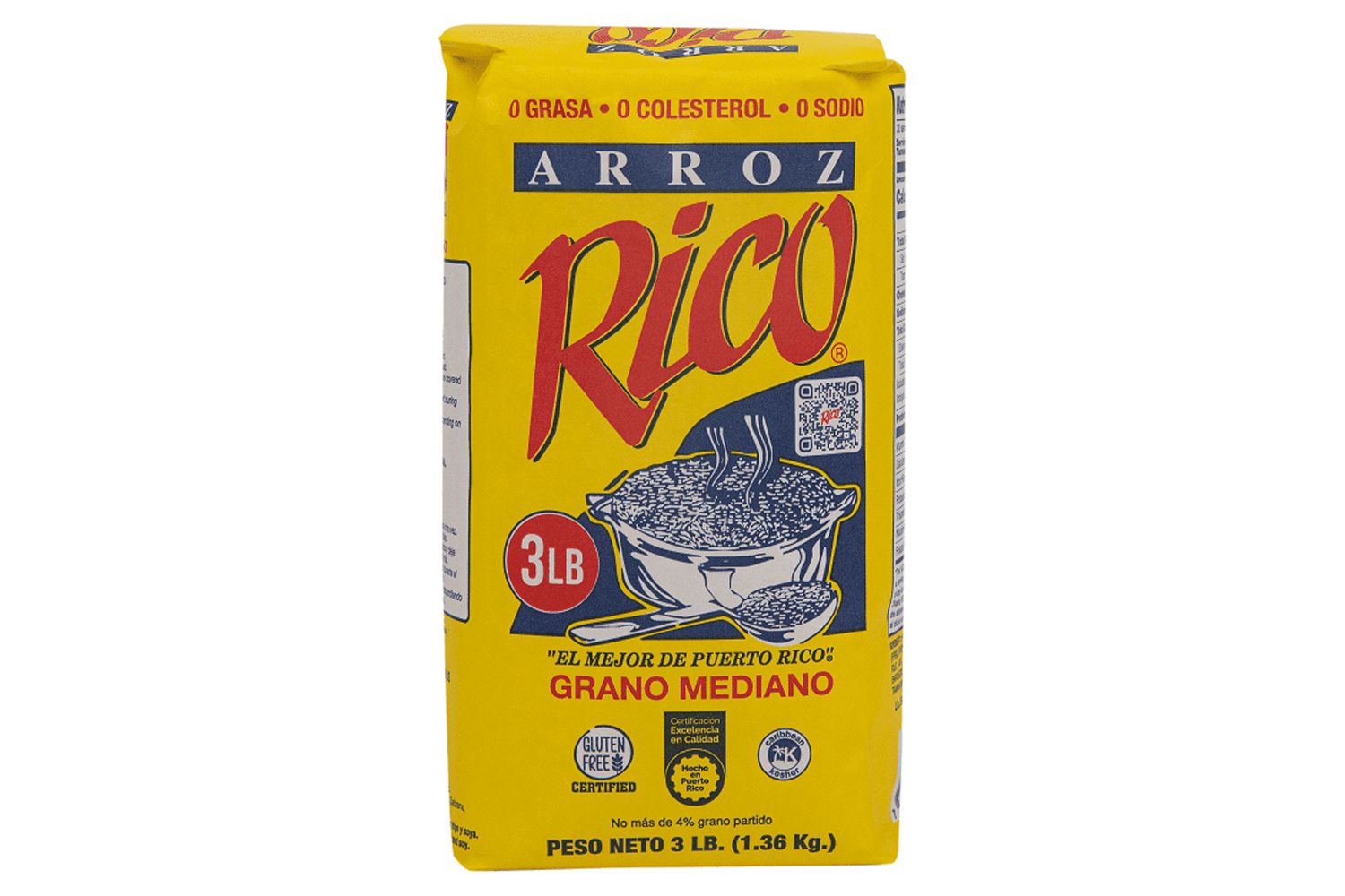 Rico, Medium Grain Rice, White Grain 3 lb No Allergens Contained