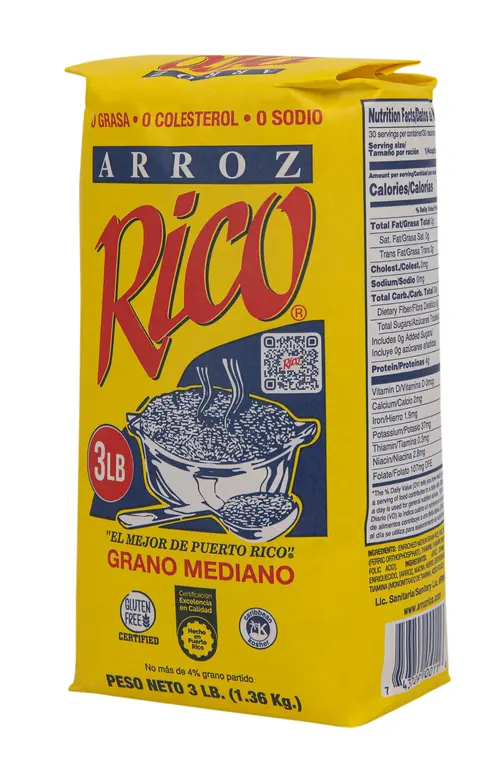 Rico, Medium Grain Rice, White Grain 3 lb No Allergens Contained thumbnail 3