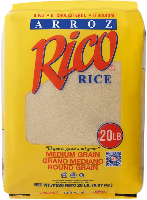 Rico Medium Grain Rice, 20 lbs