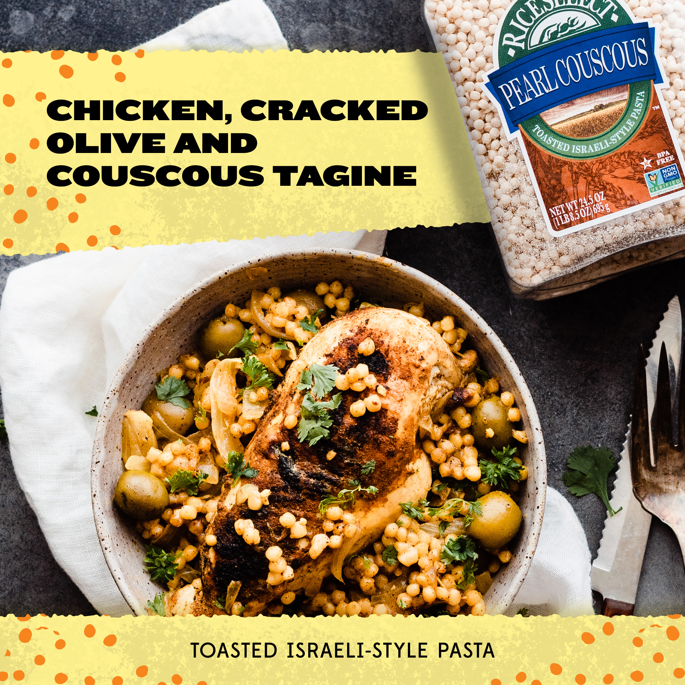 RiceSelect Pearl Couscous, Toasted Israeli-Style Pasta, Non-GMO Verified, 24.5 oz Jar thumbnail 4