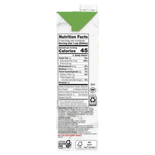 So Delicious Dairy Free UHT Unsweetened Coconut Milk, 1 Quart thumbnail 4