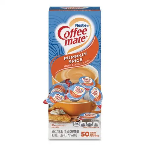 Liquid Coffee Creamer, Pumpkin Spice, 0.38 Oz Mini Cups, 50/box | Bundle of 2 Boxes