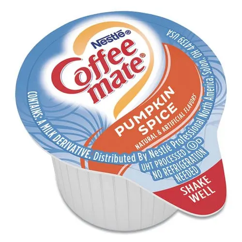 Liquid Coffee Creamer, Pumpkin Spice, 0.38 Oz Mini Cups, 50/box | Bundle of 2 Boxes thumbnail 2