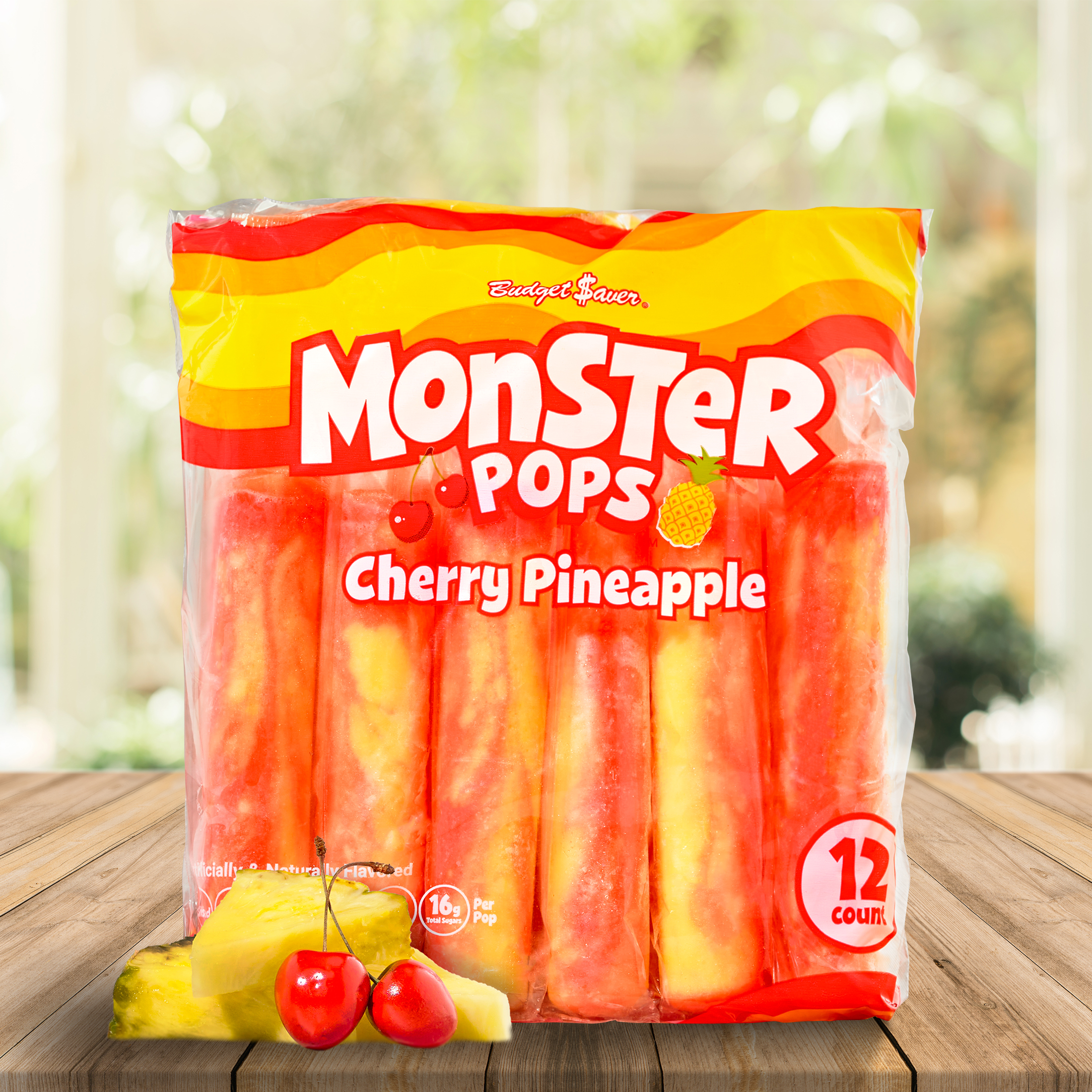 Budget Saver Slushed Berry Twist Monster Pops, 12 Ct thumbnail 2