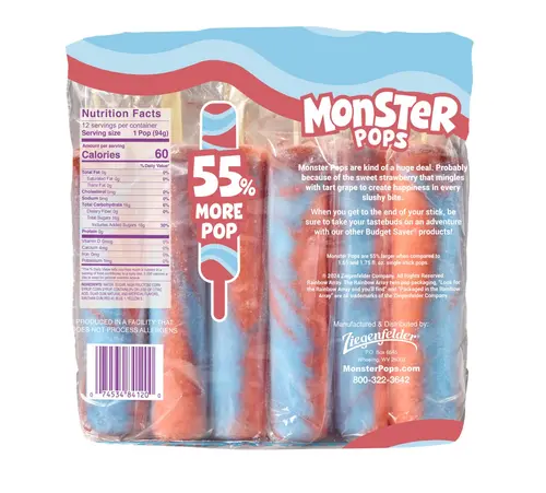 Budget Saver Slushed Berry Twist Monster Pops, 12 Ct thumbnail 3