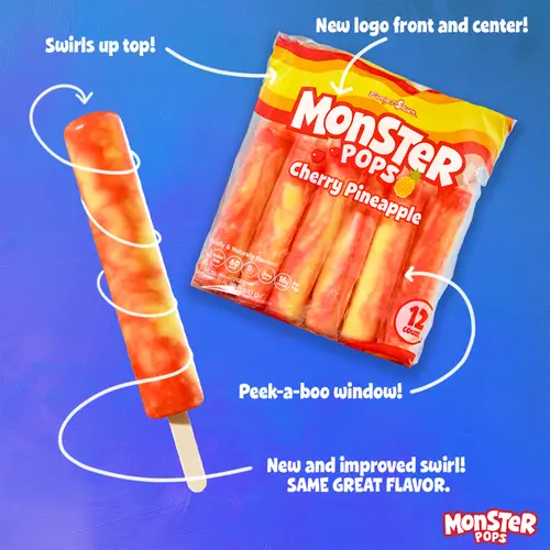 Budget Saver Slushed Cherry-Pineapple Monster Pops, 12 Ct thumbnail 3