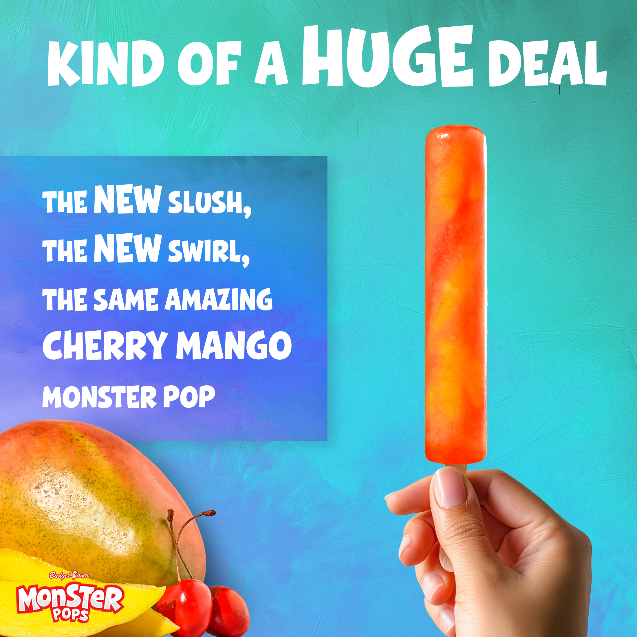 Budget Saver Monster Pops Cherry Mango, 12 Count thumbnail 3
