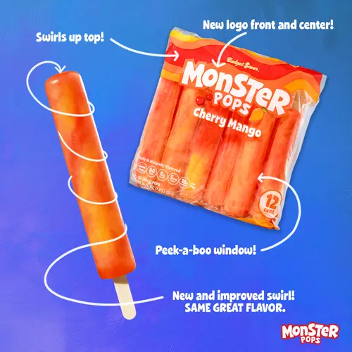 Budget Saver Monster Pops Cherry Mango, 12 Count thumbnail 4