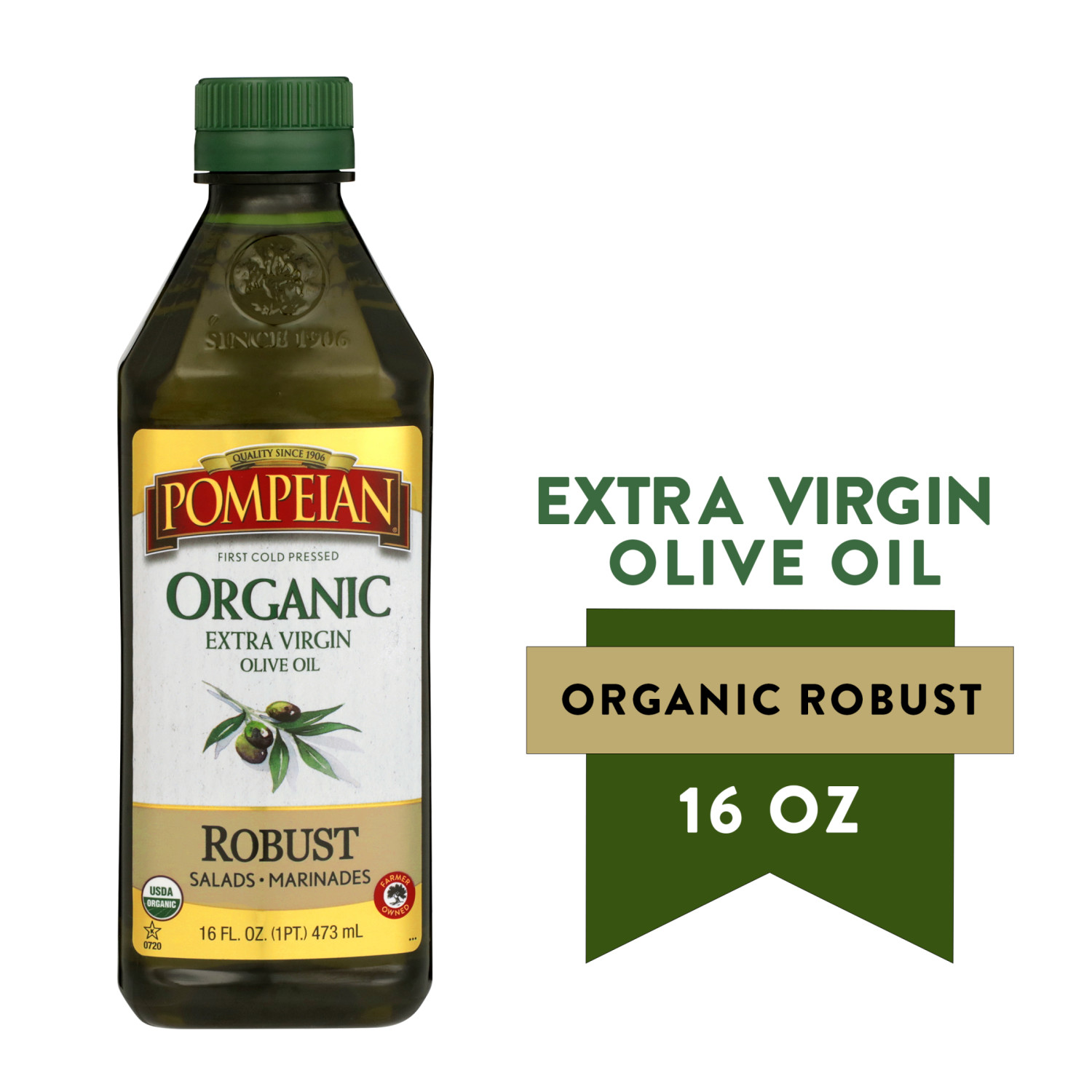 (6 pack) Pompeian Organic Robust Extra Virgin Olive Oil - 16 fl oz thumbnail 2