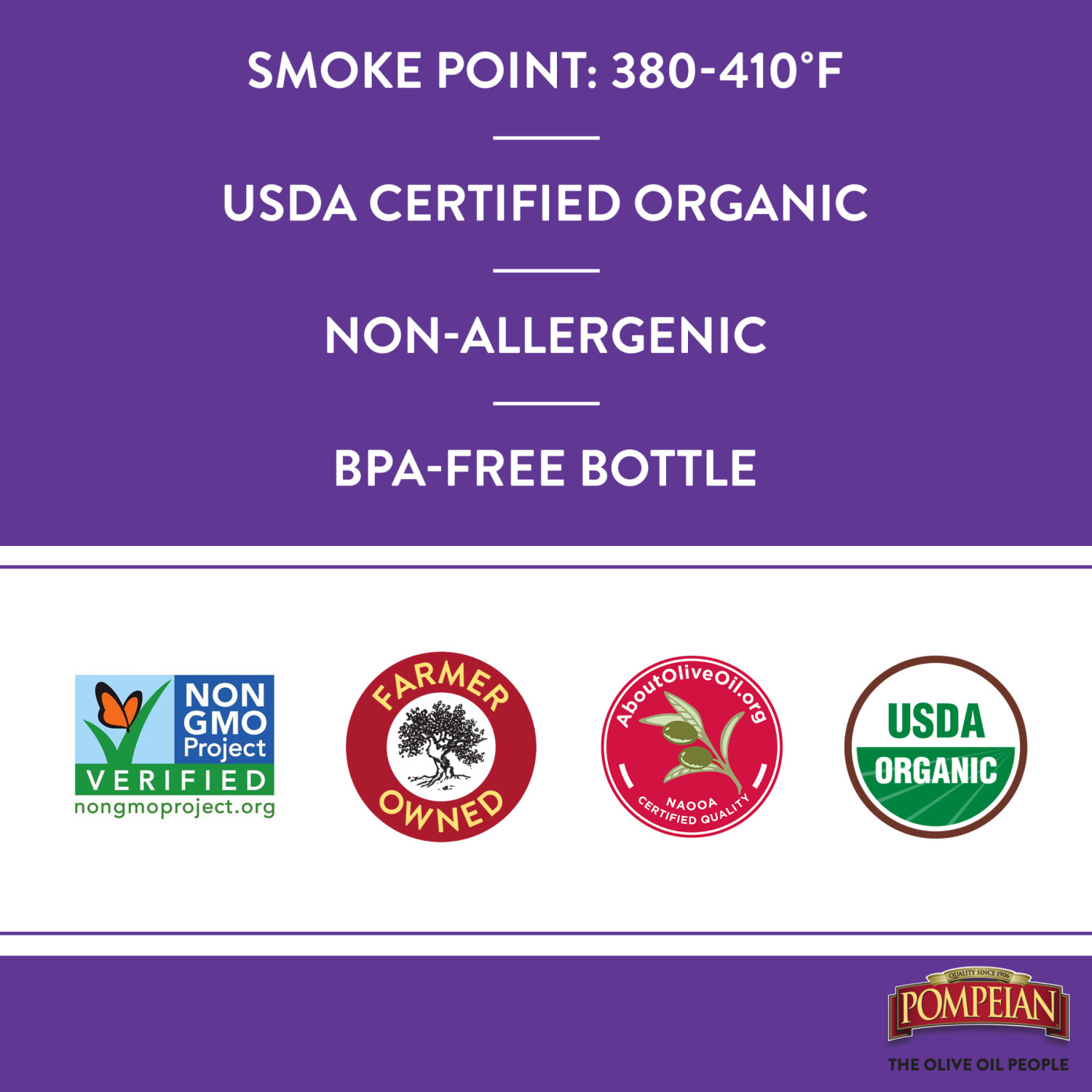 (6 pack) Pompeian Organic Robust Extra Virgin Olive Oil - 16 fl oz thumbnail 4