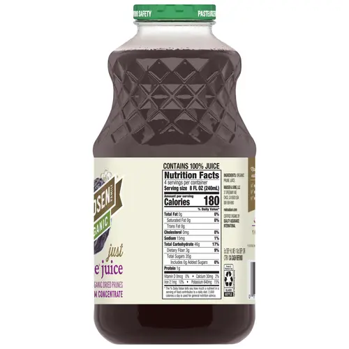 R.W. Knudsen Family Organic Just Prune Juice, 100% Juice, 32 oz, Glass Bottle, Shelf-Stable thumbnail 4