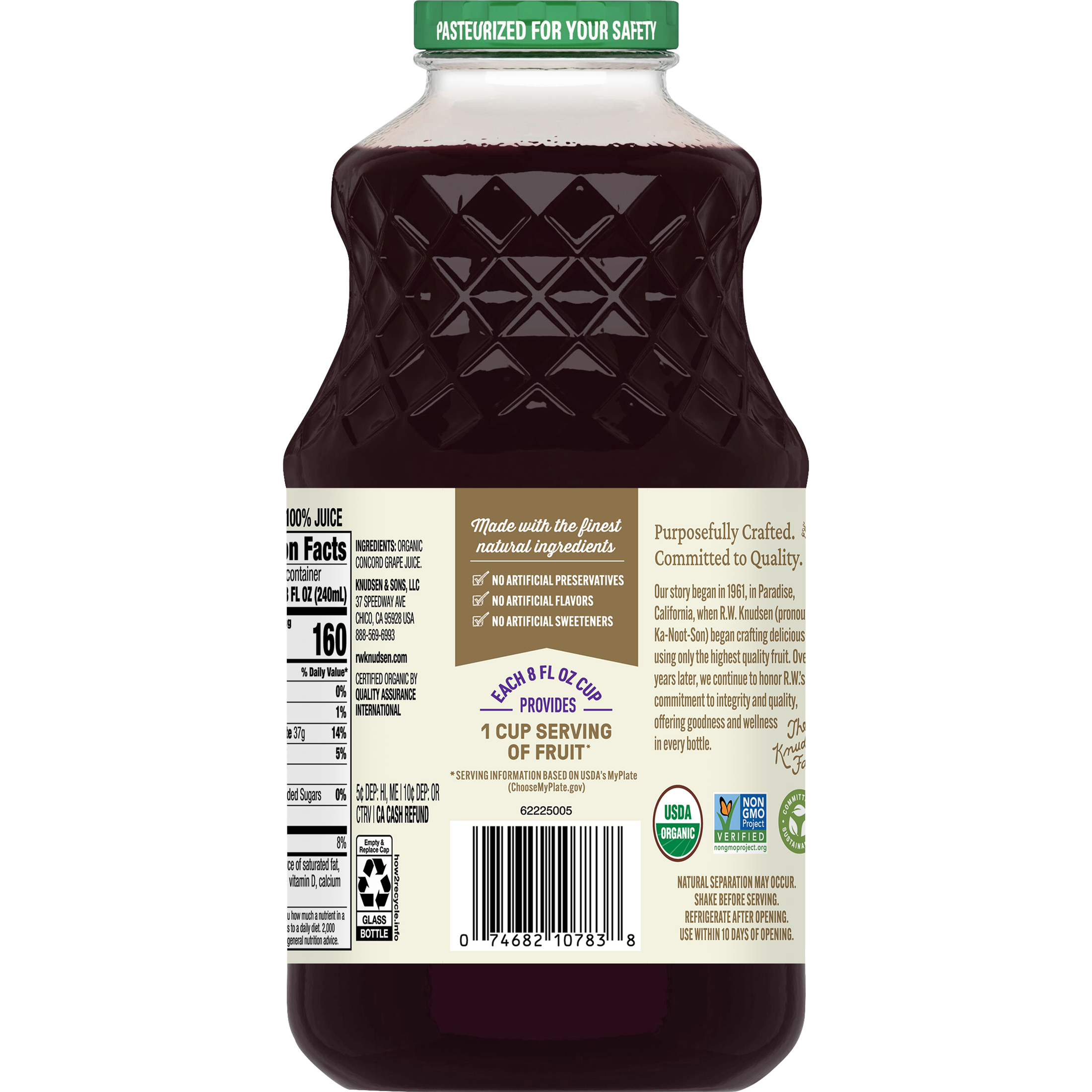 R.W. Knudsen Family Organic Just Concord Grape Juice, 32-Fluid Ounce thumbnail 4
