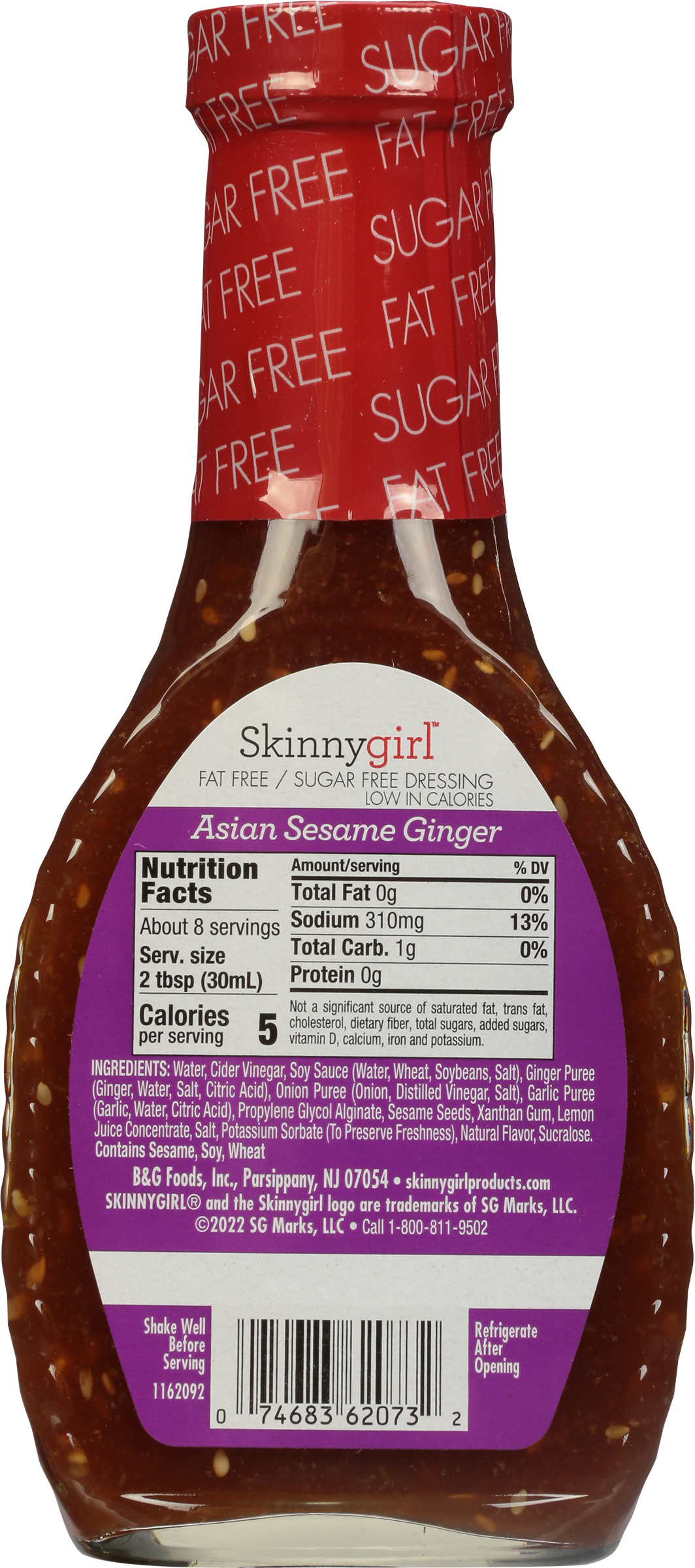 Skinnygirl, Fat-Free, Sugar-Free Asian Sesame Ginger Salad Dressing, 8 fl oz thumbnail 2