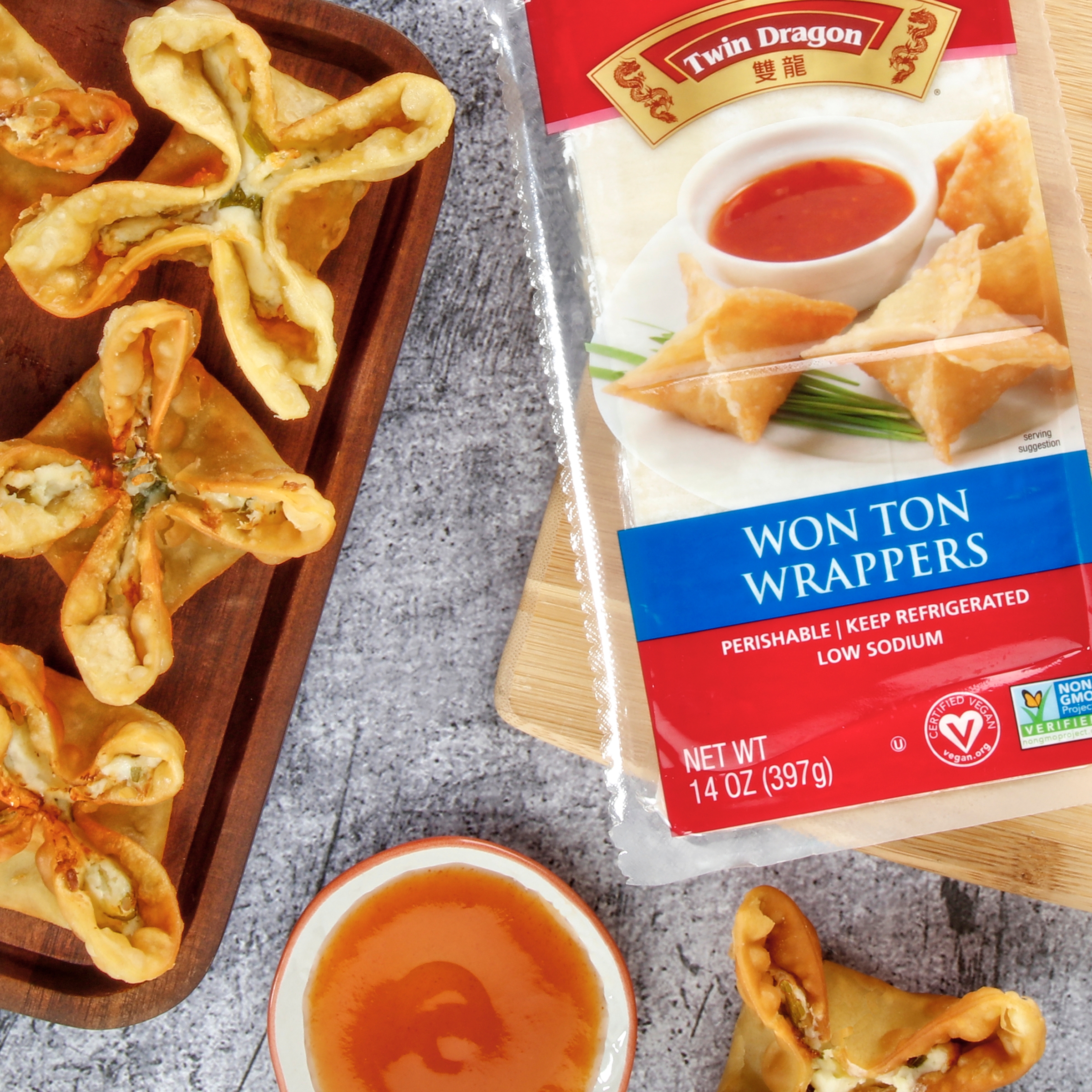 Twin Dragon Refrigerated Plant-Based Wonton Wraps, 14 oz thumbnail 2