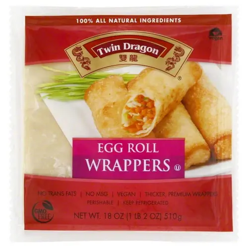 Twin Dragon Refrigerated Plant-Based Egg Roll Wraps 18Oz