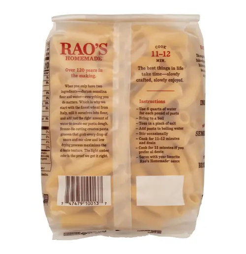 Rao's Homemade Rigatoni Pasta, Premium Italian Pasta Made from Durum Semolina Flour, 16 Oz thumbnail 2
