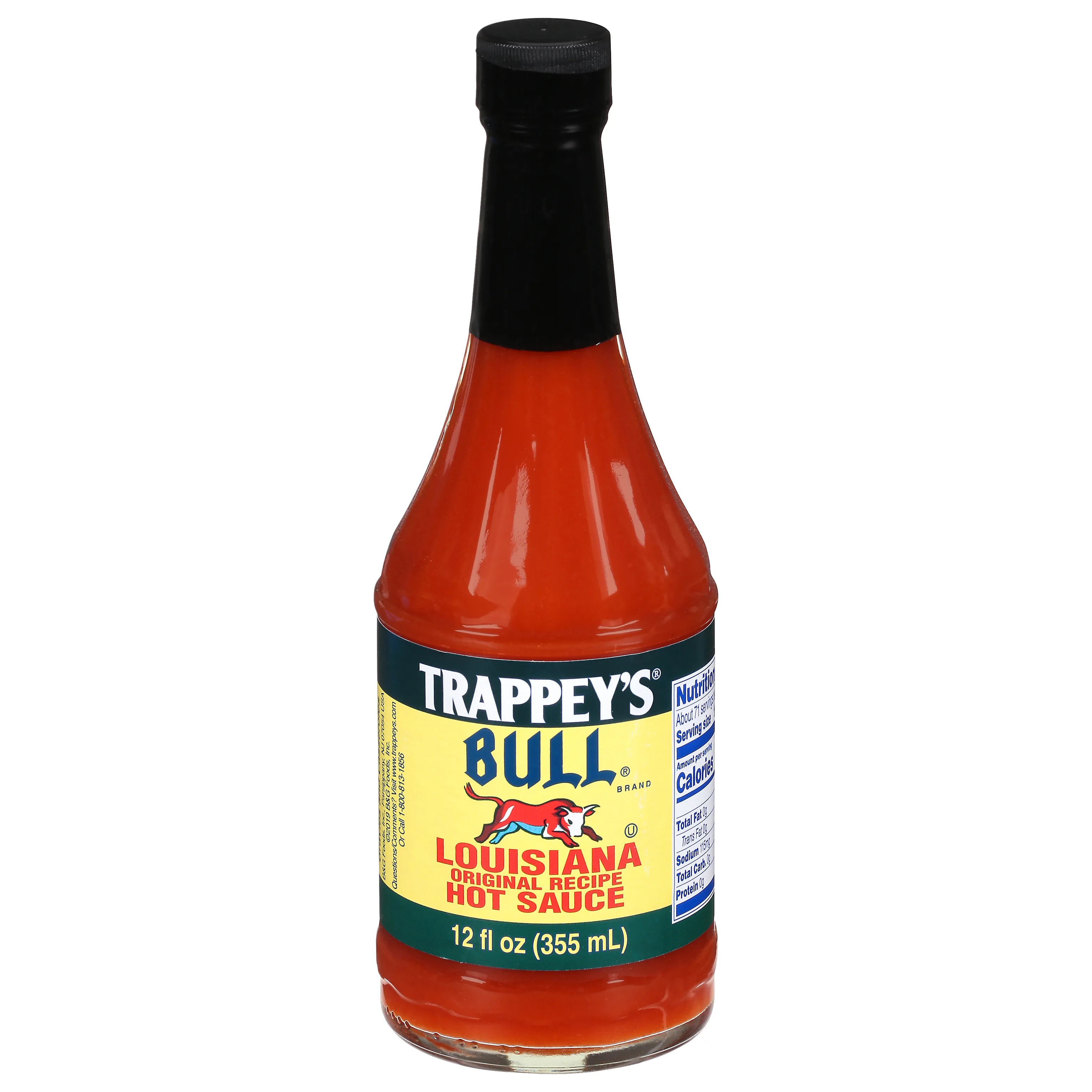 Trappey's Bull Louisiana Original Recipe Hot Sauce, 12 fl oz Glass Bottle