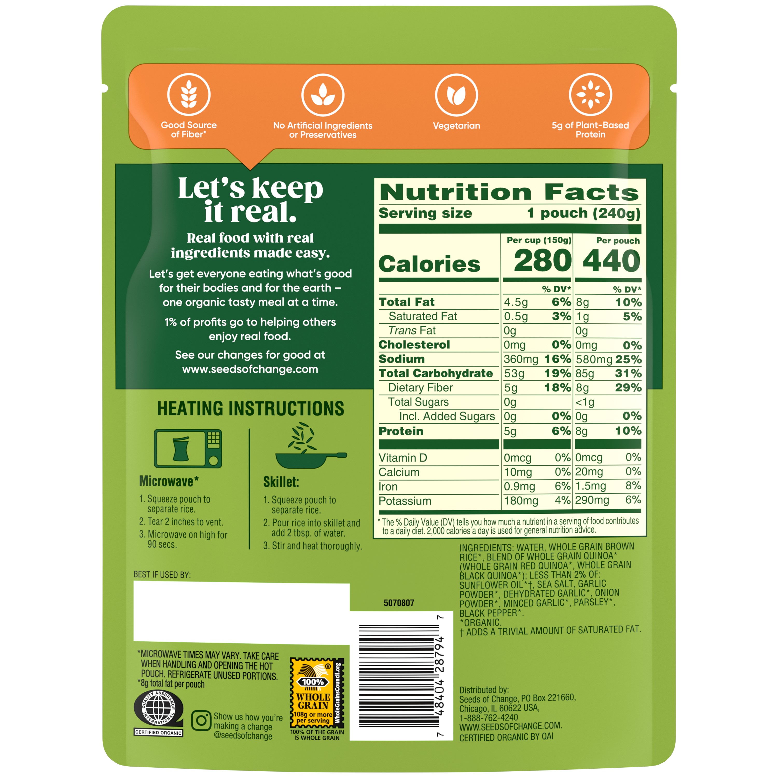 Seeds of Change Organic Quinoa & Brown Rice with Garlic 8.5 Ounces thumbnail 3