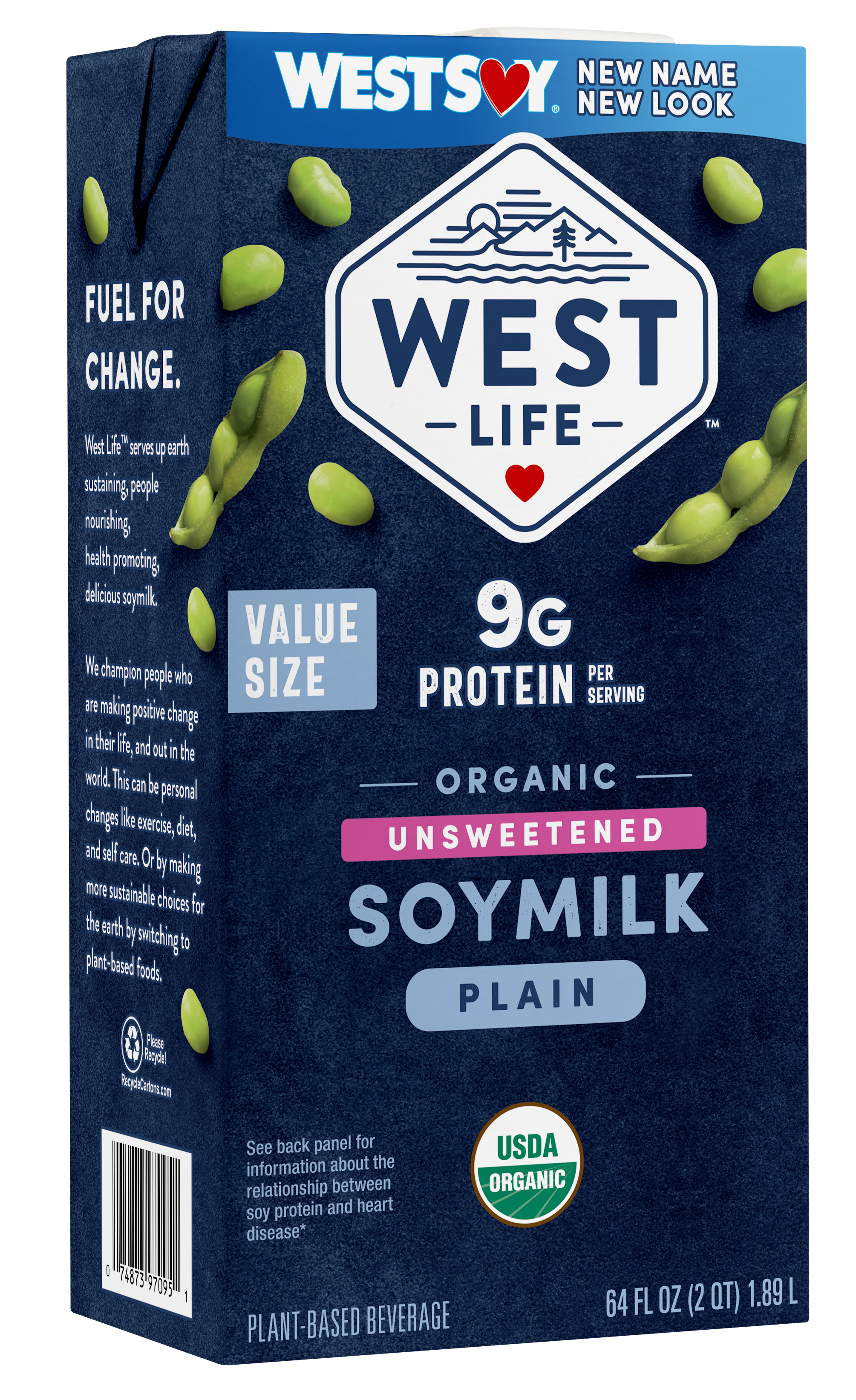 West Life Organic Original Unsweetened Soymilk Shelf-Stable 64 fl. oz. (Pack Count 1) thumbnail 3