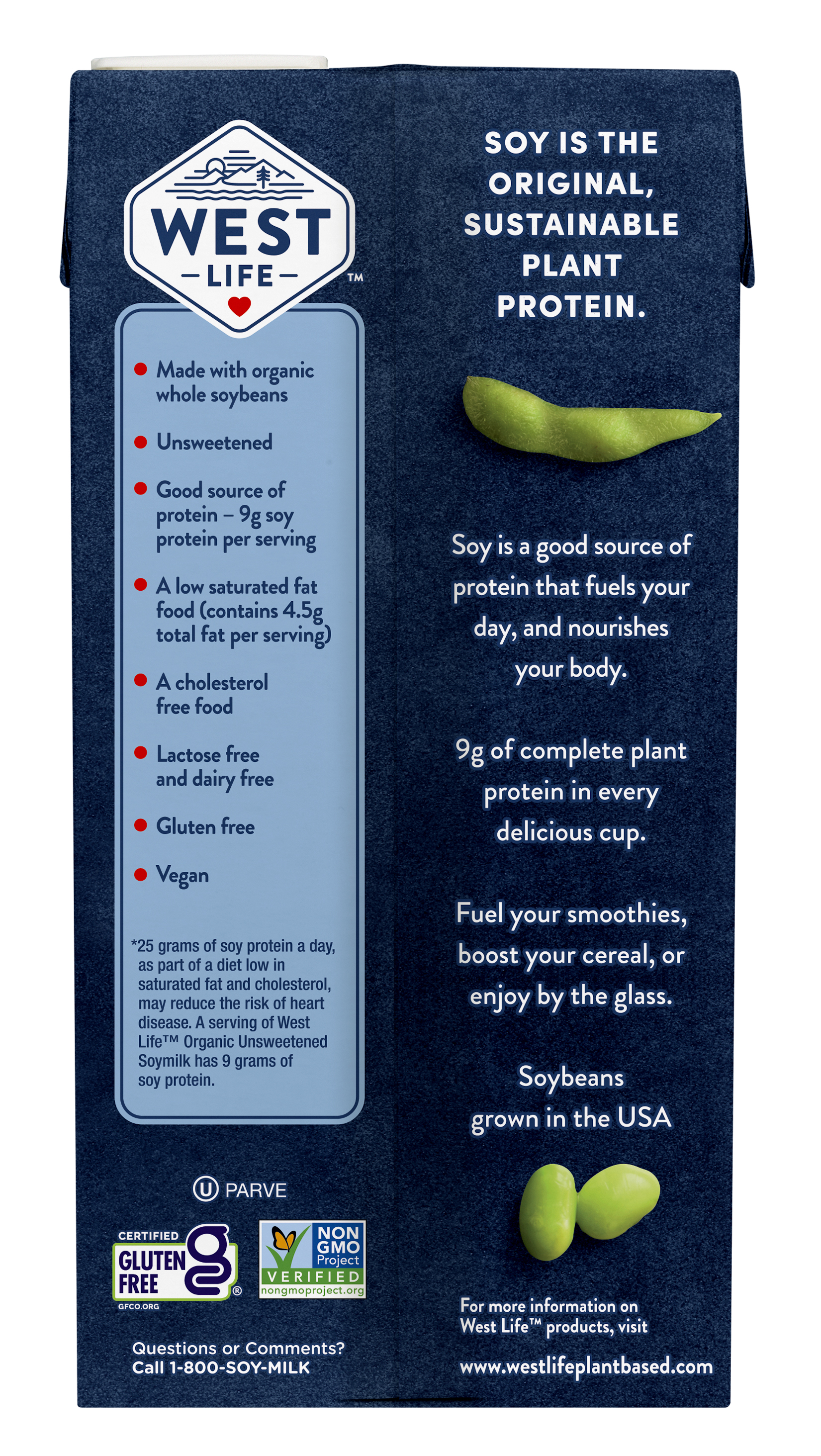 West Life Organic Original Unsweetened Soymilk Shelf-Stable 64 fl. oz. (Pack Count 1) thumbnail 4