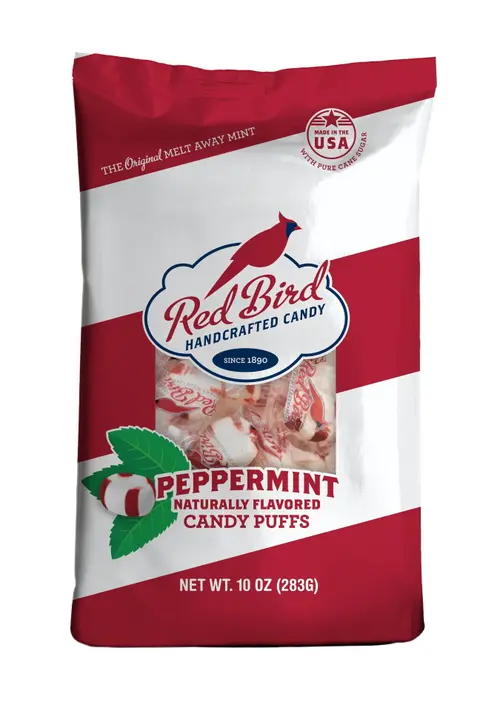 Red Bird Soft Peppermint Candy Puffs, Allergen-Free, 10 oz. Bag.