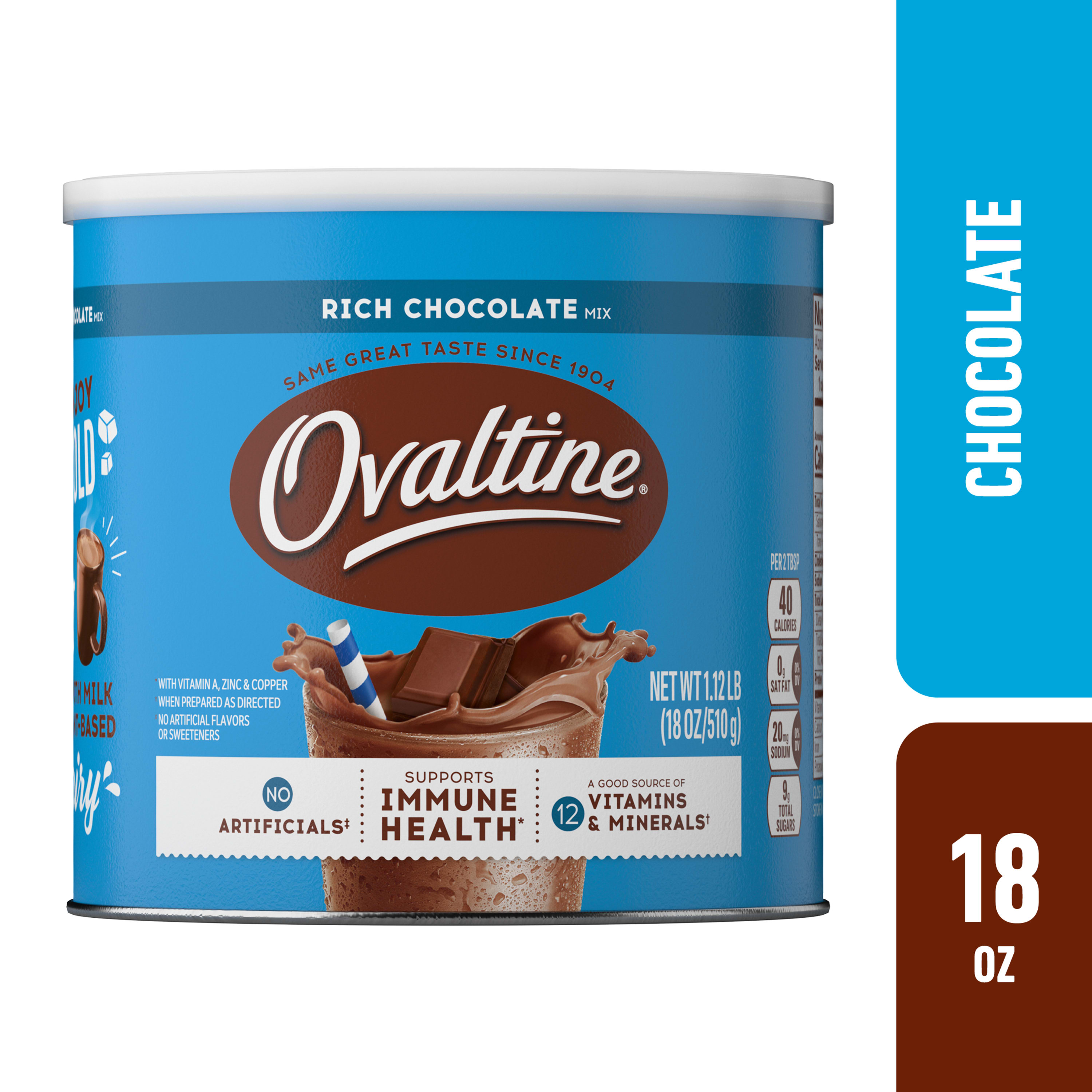 Ovaltine Rich Chocolate Drink Mix Powdered Drink Mix for Hot and Cold Milk, 18 oz thumbnail 2
