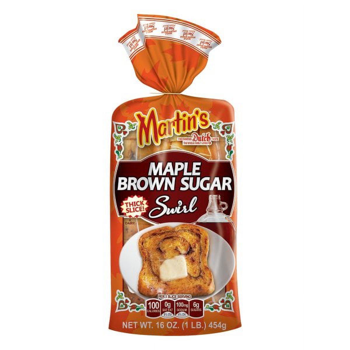 Martin's Maple Brown Sugar Swirl Potato Bread, Sliced, Fresh Baked, Swirl Bread, 1 lb