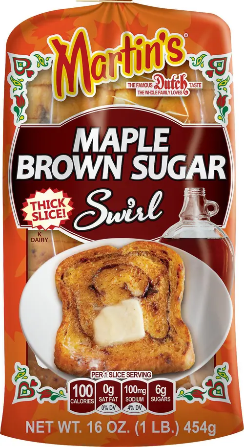 Martin's Maple Brown Sugar Swirl Potato Bread, Sliced, Fresh Baked, Swirl Bread, 1 lb thumbnail 2