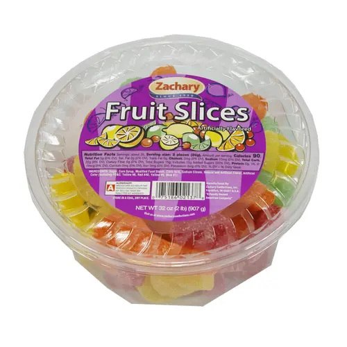 Zachary, Assorted Fruit Slices, Lemon, Lime, Cherry, & Orange Flavored Candy, 32 oz. Tub