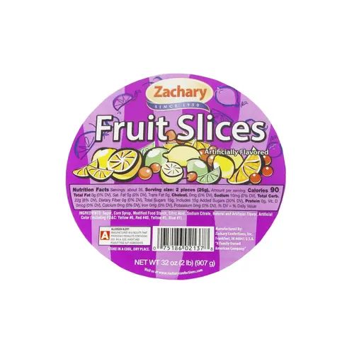 Zachary, Assorted Fruit Slices, Lemon, Lime, Cherry, & Orange Flavored Candy, 32 oz. Tub thumbnail 3