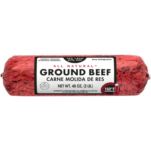 73% Lean / 27% Fat Ground Beef, 3 lb Roll, Fresh, All Natural* thumbnail 2