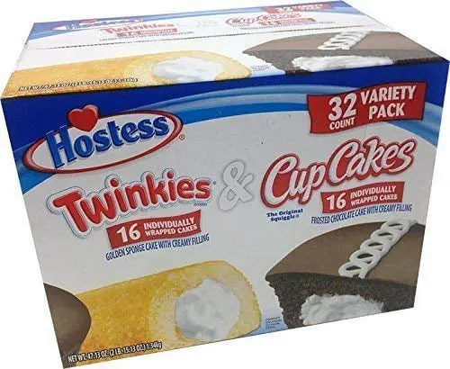 Hostess Twinkies & Cupcakes (16 Twinkies & 16 Cupcakes), Ind. Wrapped, 32 Total