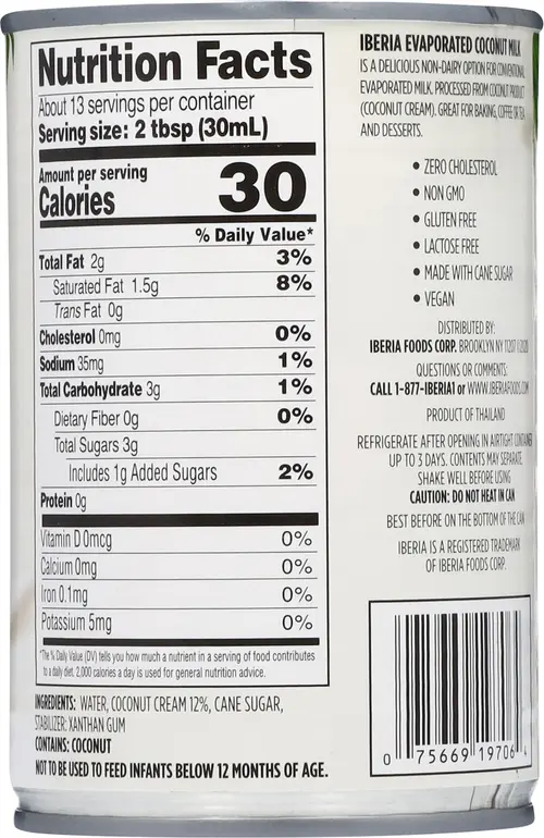 Iberia Lactose Free Evaporated Coconut Milk 13.5 fl oz thumbnail 4
