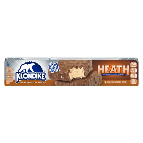 Klondike Heath Crunchy Nonfat Milk Chocolate English Toffee Frozen Dessert Bars, 6 Count thumbnail 3