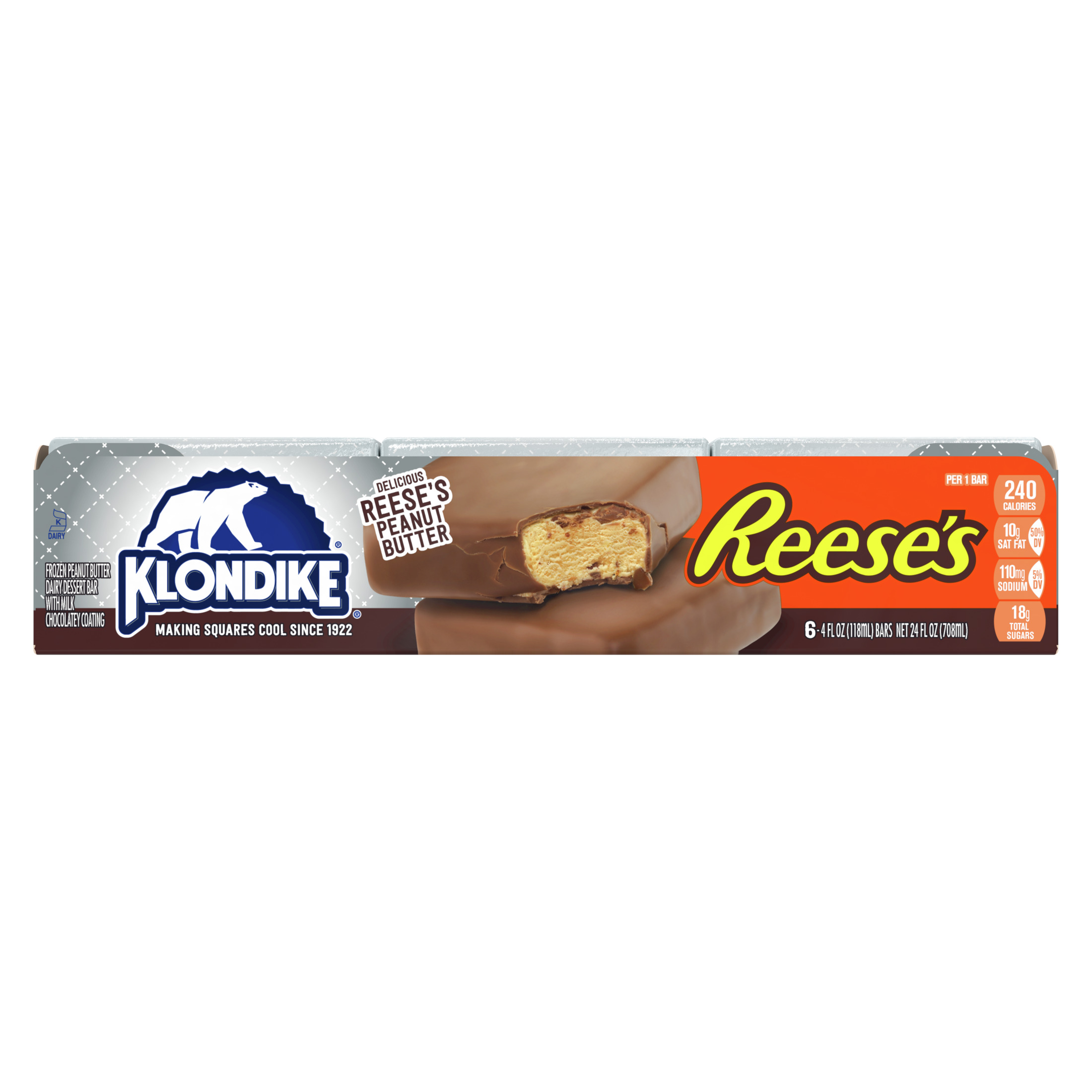 Klondike Reese's Peanut Butter Crunchy Frozen Dairy Dessert Bars Kosher Milk, 4 oz 6 Count thumbnail 3