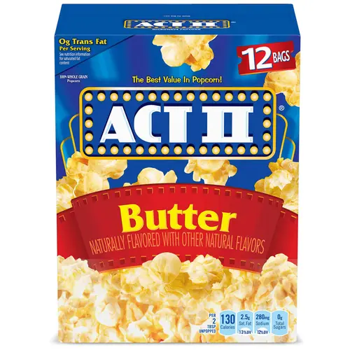 Act II Butter Microwave Popcorn, Butter Popcorn, 2.75 oz, 12 Count