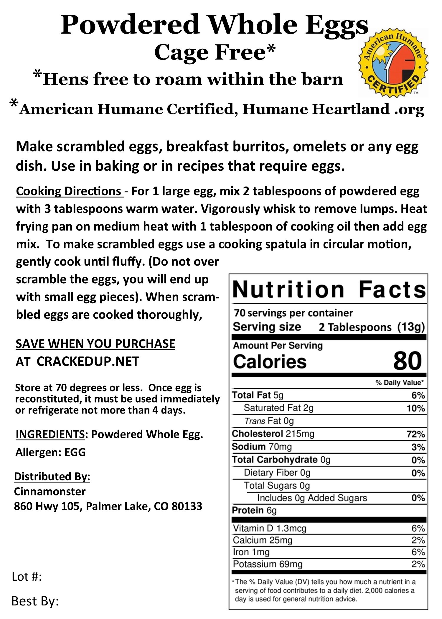 Whole Powdered Egg, 2 Pack, 4 Pounds Total, Makes 140 Large Eggs, Farm Fresh Eggs, Best Prices, Emergency, Survival, Camping, Lo thumbnail 2