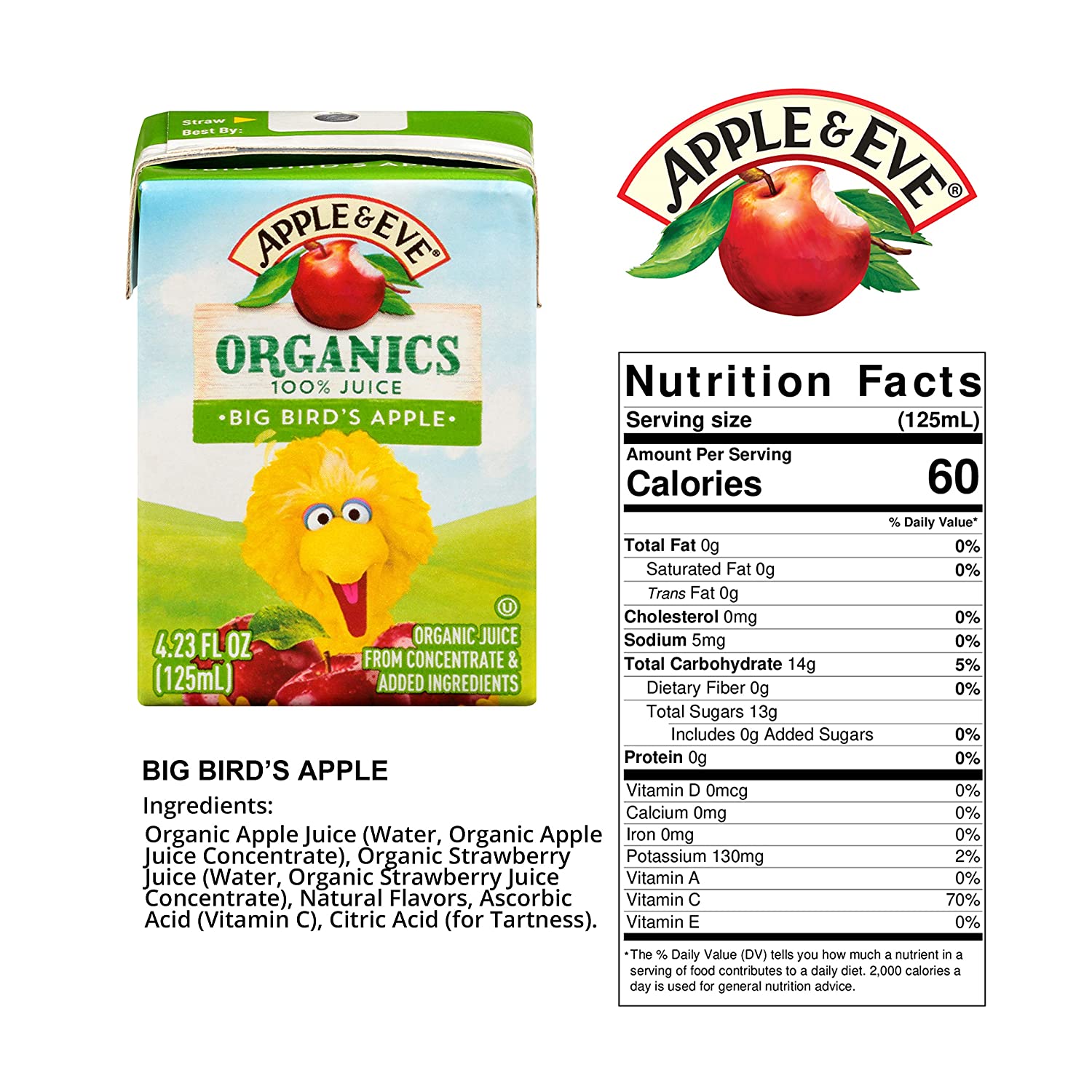 Apple & Eve Sesame Street Organic 100% Juice Variety Pack, 4.23 Fl. Oz., 32 Count thumbnail 4