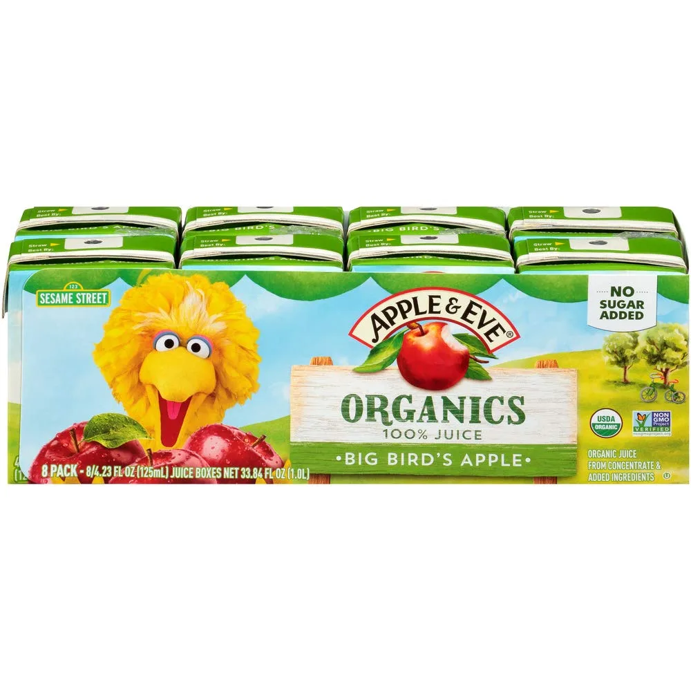 Apple & Eve Sesame Street Organics, Big Birdâ€™s Apple Juice, 5 Count, Pack of 8