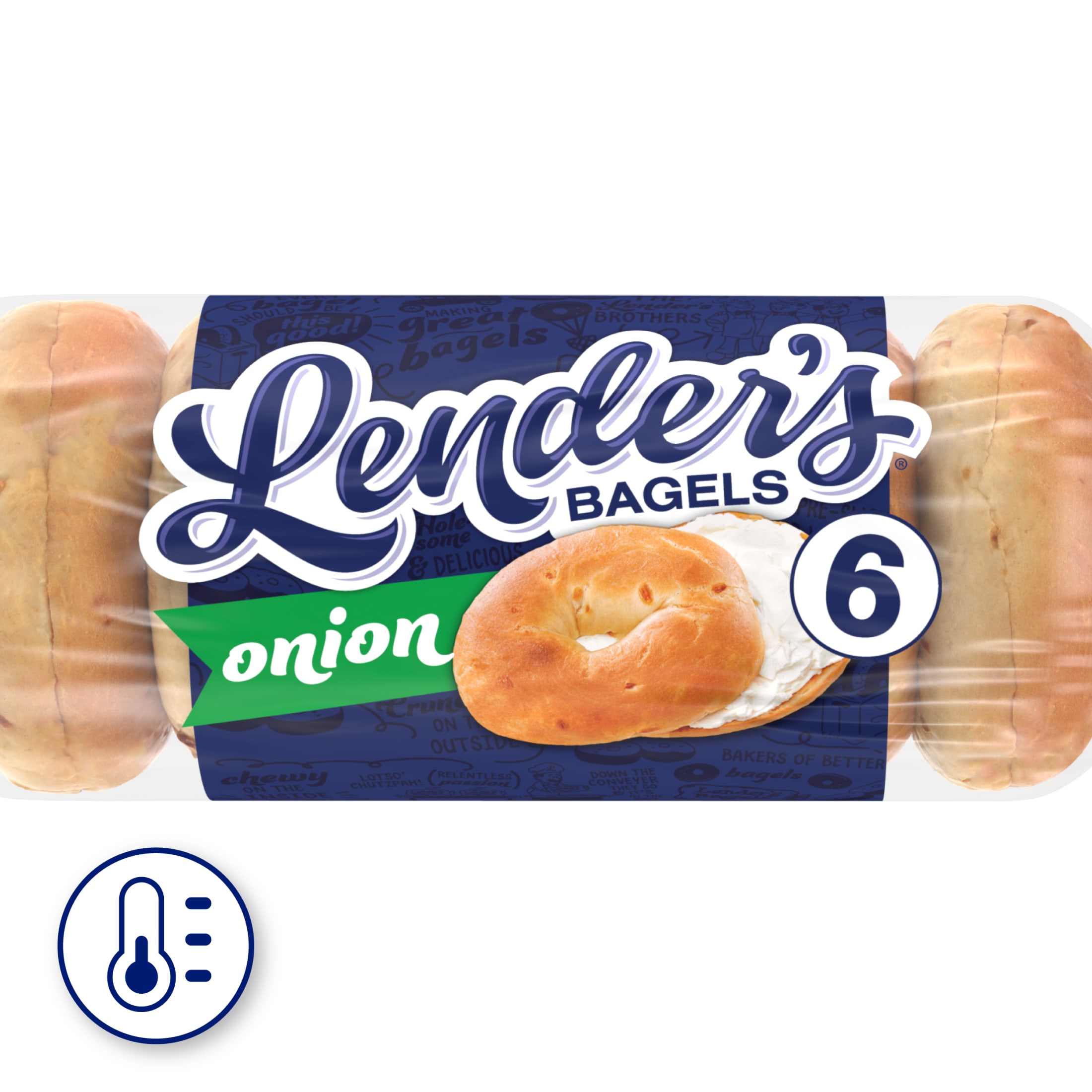 Lender's Onion Bagels, 6 count, Pre-sliced Refrigerated Bagels, 17.1 oz Bag