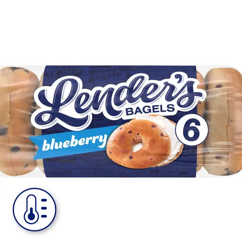 Lender's Original Blueberry Bagels, 6 count, Pre-sliced Refrigerated Bagels, 17.1 oz Bag
