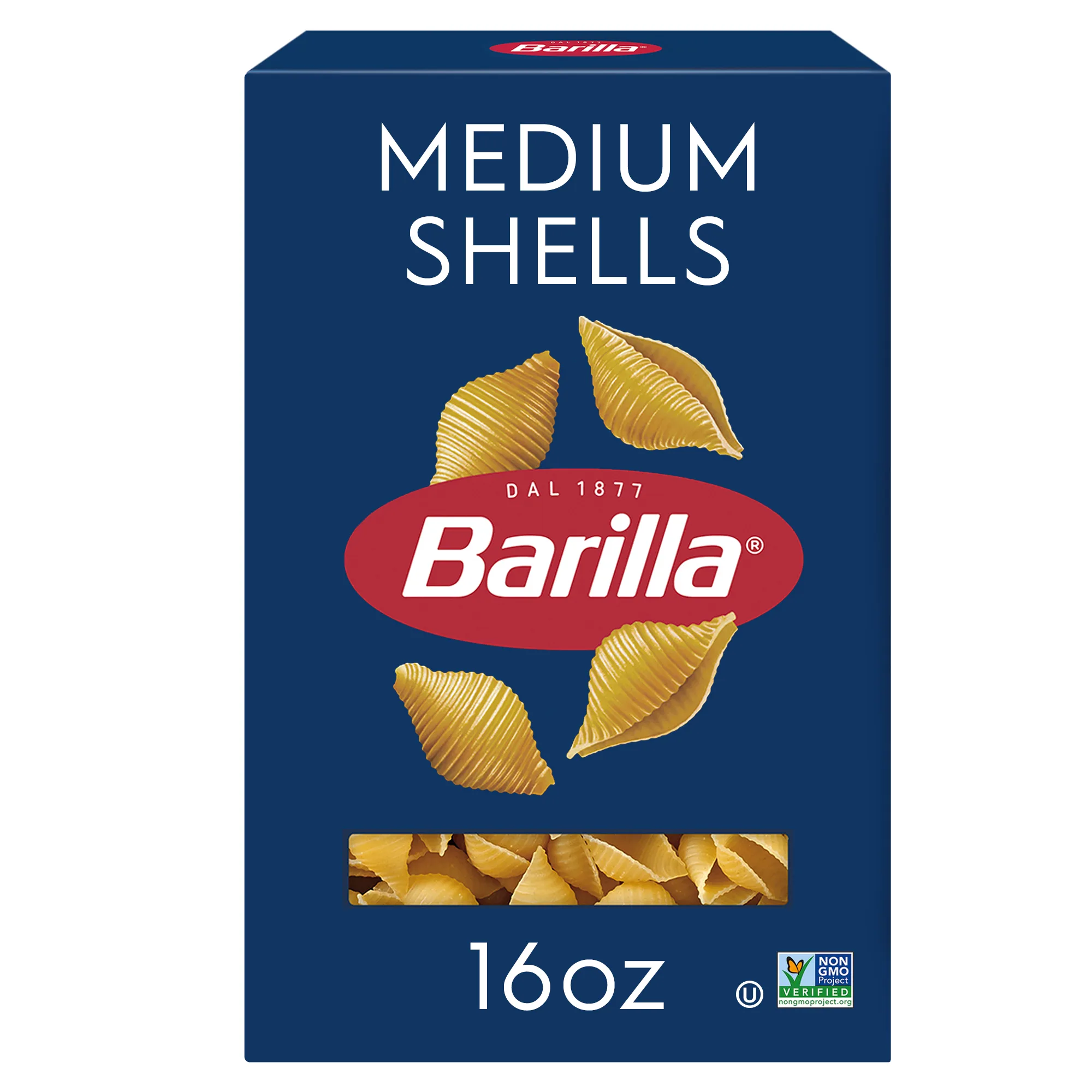 Barilla Classic Non-GMO, Kosher Certified Medium Shells Pasta, 16 oz